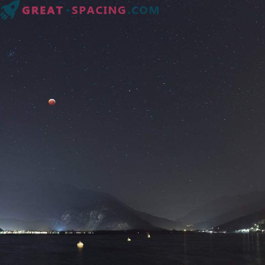 Eclipse lunar sobre el Lago Maggiore