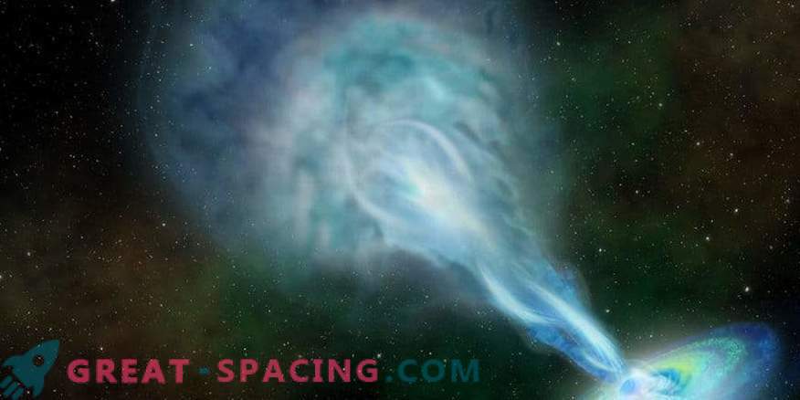 El quásar de emisión de plasma ilumina el universo joven